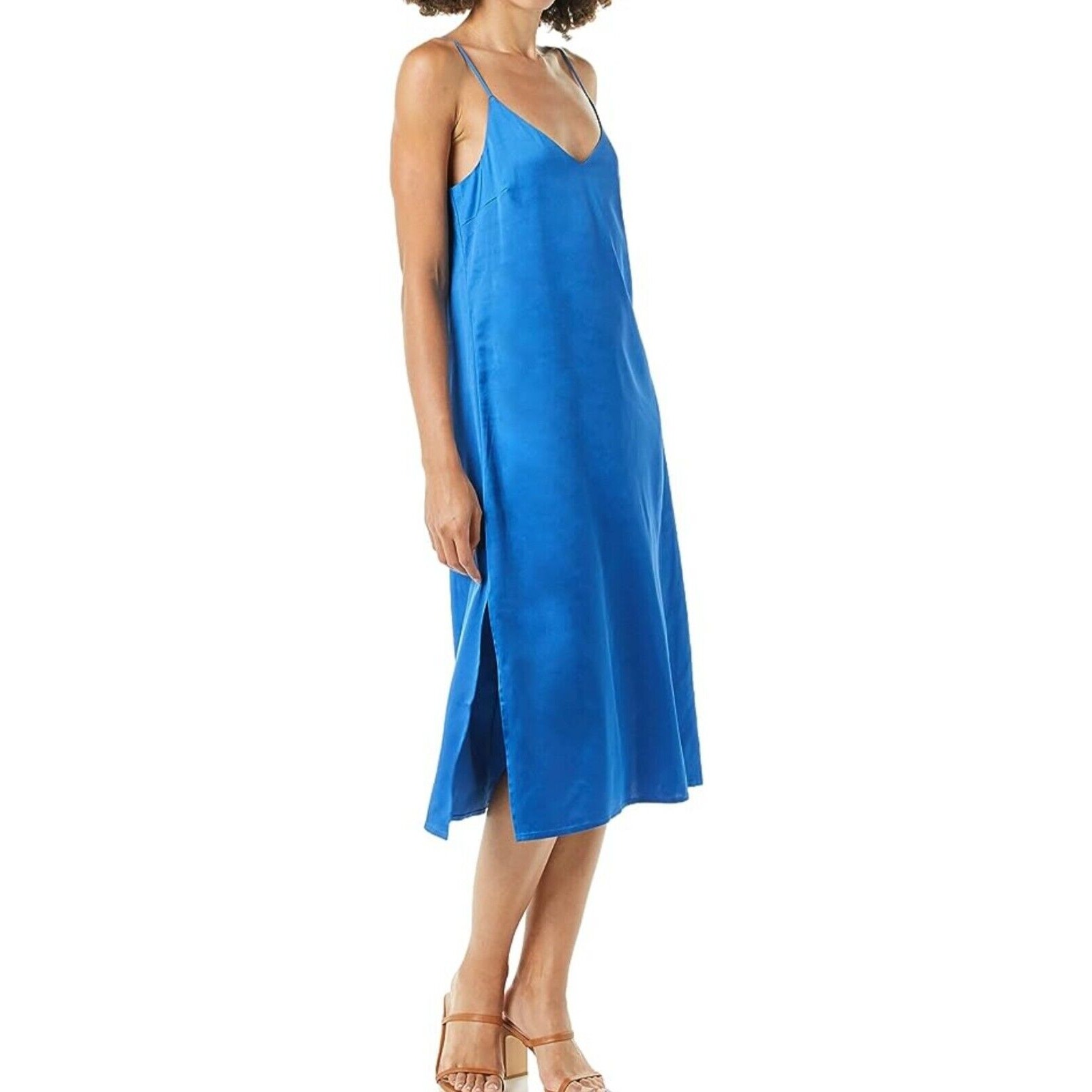 The Drop Women's Ana Silky V-Neck Midi Slip Dress Medium